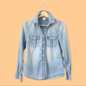 00 XXS J.Crew Perfect Chambray Button Down Shirt